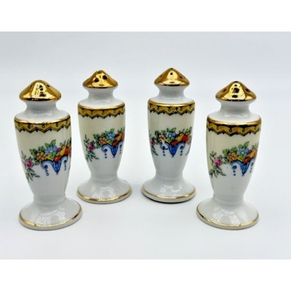 Noritake Individual Salt and Pepper Shakers 2.5" Tall Modjeska Gold Trim 2 Sets